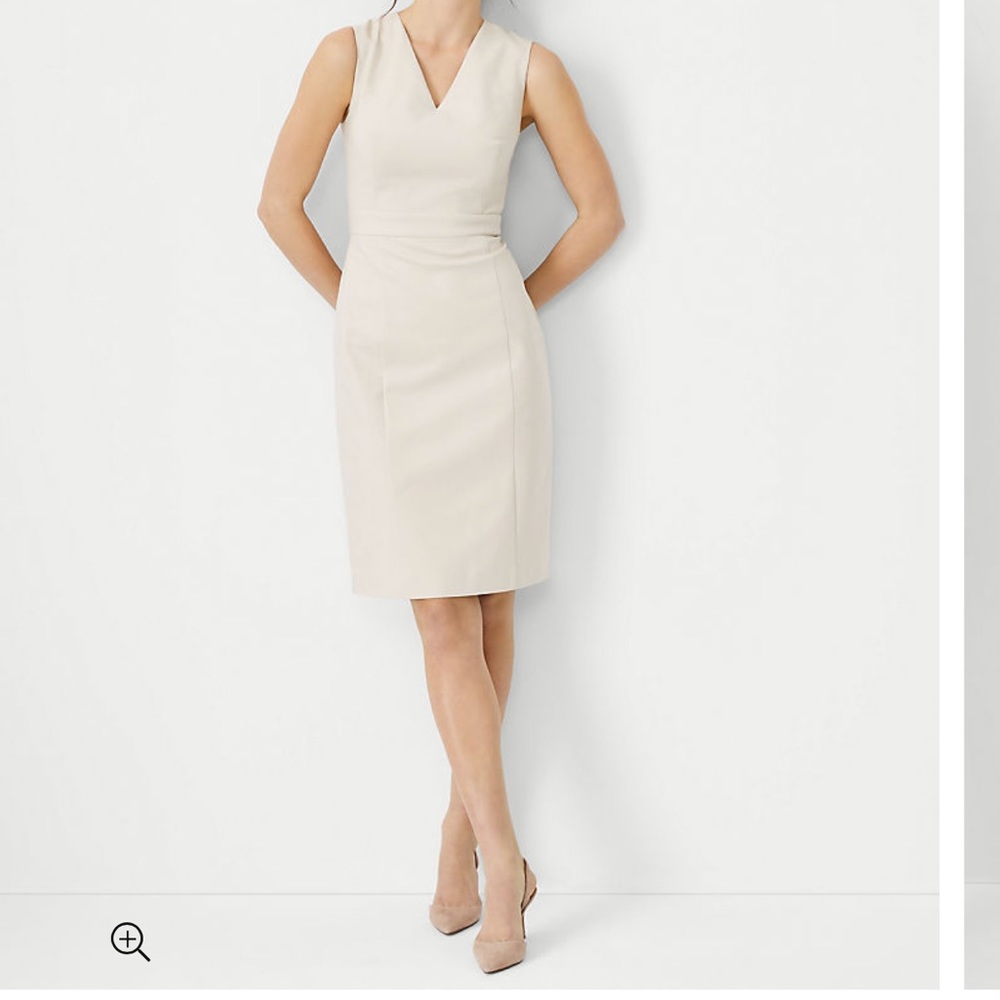 The Tall Seamed V-Neck Sheath Dress in Stretch Cotton